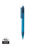 Eco pen van transparant gerecycled materiaal X8 Transparant kleur blauw