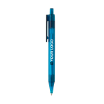 Eco pen van transparant gerecycled materiaal X8 Transparant kleur blauw met afdrukgebied