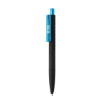 Pen zwarte basis felgekleurde clip geometrisch patroon X3 Soft Black kleur blauw met afdrukgebied