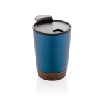 Gepersonaliseerde stalen thermosbeker met kurkbasis 300ml Eco Cork kleur blauw