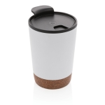 Gepersonaliseerde stalen thermosbeker met kurkbasis 300ml Eco Cork kleur wit