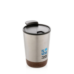 Gepersonaliseerde stalen thermosbeker met kurkbasis 300ml Eco Cork kleur zilver met afdrukgebied