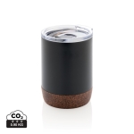 Compacte thermosbeker met kurkbodem 180ml Eco Cork Small kleur zwart