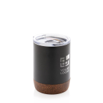 Compacte thermosbeker met kurkbodem 180ml Eco Cork Small kleur zwart met afdrukgebied