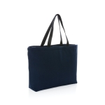 Grote tasvormige koelbox van ruw gerecycled canvas EcoTrace kleur marineblauw