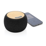 Bluetooth-speaker van bamboe en gerecycled PET NaturalBeat kleur donkergrijs tweede weergave