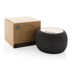 Bluetooth-speaker van bamboe en gerecycled PET NaturalBeat kleur donkergrijs weergave met doos