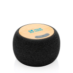 Bluetooth-speaker van bamboe en gerecycled PET NaturalBeat kleur donkergrijs met afdrukgebied