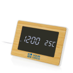 Rechthoekige bamboe klok met ABS en LED-display ForestChrono LED kleur hout met afdrukgebied