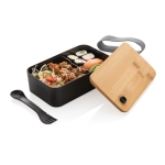 Gecertificeerde lunchbox van gerecycled PP Complete Bamboo Eco kleur zwart tweede weergave