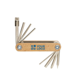 Houten multitool met 8 functies MultiTool kleur hout met afdrukgebied