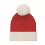 Gebreide kerstmuts met logo van PET-polyester met manchet en kwastje kleur rood tweede weergave