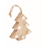 Houten kerstboom met LED-verlichting en eigen logo kleur hout