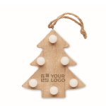 Houten kerstboom met LED-verlichting en eigen logo kleur hout weergave met bedrukking