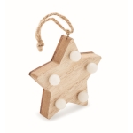 Kerstster van hout met LED-verlichting kleur hout