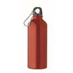 Anti-lekfles van gerecycled aluminium met karabijnhaak 500 ml kleur rood