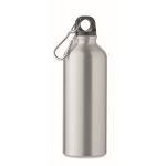 Anti-lekfles van gerecycled aluminium met karabijnhaak 500 ml kleur mat zilver