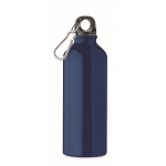 Anti-lekfles van gerecycled aluminium met karabijnhaak 500 ml kleur marineblauw