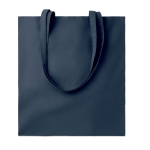 Ecologische katoenen tas scala aan kleuren met lange hengsels 180 g/m2 kleur marineblauw