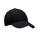 Baseball cap van stevige tweekleurige katoenen keperstof 260 g/m2 kleur blauw