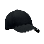 Baseball cap van stevige tweekleurige katoenen keperstof 260 g/m2 kleur wit/zwart