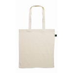 Fairtrade bedrukte katoenen tas met lange hengsels Fairtrade 140 g/m2 kleur beige tweede weergave