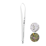 20 mm gerecycled papieren lanyard met logo en wilde bloemenzaden kleur wit