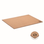 Kurken placemat met logo 40x30 cm met detail in de hoek kleur beige