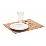 Kurken placemat met logo 40x30 cm met detail in de hoek kleur beige tweede weergave