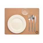 Kurken placemat met logo 40x30 cm met detail in de hoek kleur beige vierde weergave