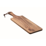 Acaciahouten serveerplank met handvat en PU-koord kleur hout