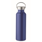 Drinkfles van gerecycled aluminium met anti-lekdop en handvat 500ml kleur blauw