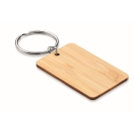 Goedkope rechthoekige bamboe sleutelhanger met logo kleur hout