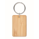 Goedkope rechthoekige bamboe sleutelhanger met logo kleur hout tweede weergave