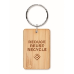 Goedkope rechthoekige bamboe sleutelhanger met logo kleur hout hoofdweergave tweede weergave