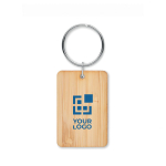 Goedkope rechthoekige bamboe sleutelhanger met logo kleur hout weergave met bedrukking