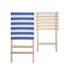 Opvouwbare houten strandstoel met lage zitting, maximaal gewicht 95 kg kleur blauw