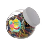 Medium glazen snoeppot personaliseren gevuld met dropjes 900ml kleur wit