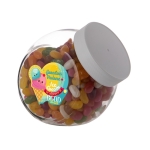 Medium glazen pot gevuld met diverse jelly beans 900ml kleur wit