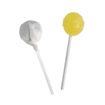 Lolly in ronde vorm en diverse smaken met transparante folie kleur ananas