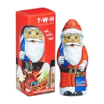 Chocolade in de vorm van de Kerstman met individuele verpakking kleur wit