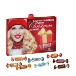 Adventskalender met premium chocoladeassortiment A4 kleur wit