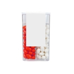 Transparant doosje met mint en fruit snoepjes 45g kleur aardbei