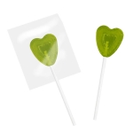 Gepersonaliseerde kleine hartvormige lolly met fruitsmaken kleur appel tweede weergave