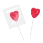 Gepersonaliseerde kleine hartvormige lolly met fruitsmaken kleur framboos tweede weergave