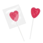 Gepersonaliseerde kleine hartvormige lolly met fruitsmaken kleur zure framboos tweede weergave