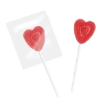 Gepersonaliseerde kleine hartvormige lolly met fruitsmaken kleur kers tweede weergave