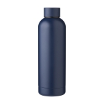 Thermosfles van gerecycled staal bedrukken, 500 ml kleur marineblauw eerste weergave