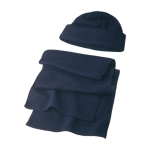 Polyesterfleece set met muts en sjaal 200 g/m2 kleur blauw tweede weergave