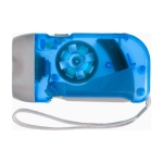 Dynamo kunststof zaklamp met 2 LED-lampjes en batterijen kleur blauw eerste weergave